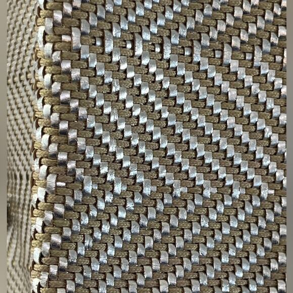 Hermès Woven Leather Chevron Tote Bag Beige Silver Made in India VPM Stamp - Picture 11 of 16